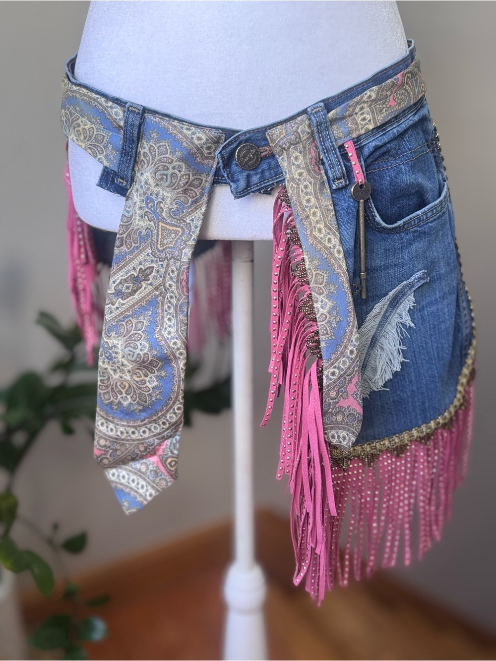 B3 Custom Upcycled Denim Boho Fanny Belt